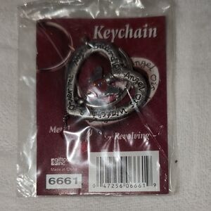 Silver Heart Keychain with Angel Charm